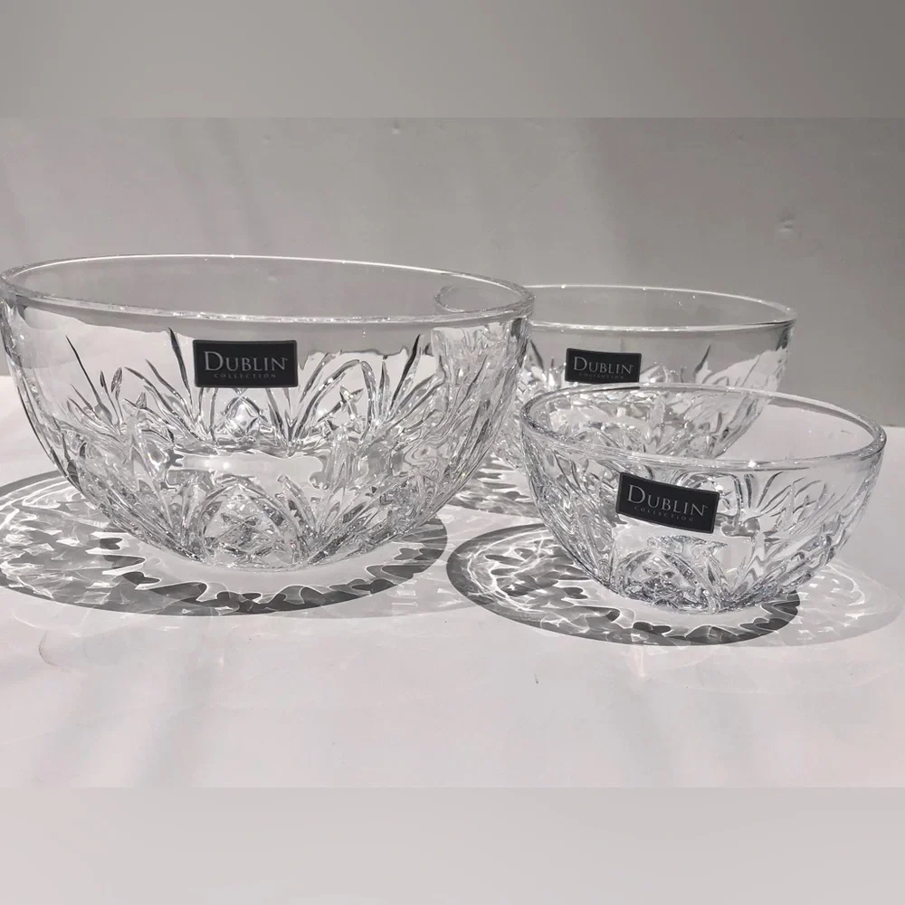 DUBLIN CRYSTAL BOWL SET  3 PIECES DIAMETER: 3 3/4, 5